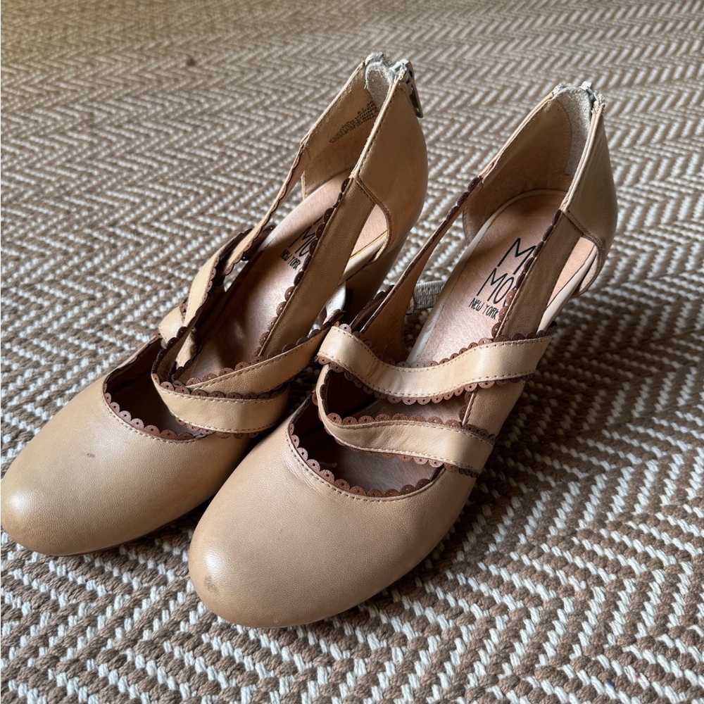 Miz Mooz Nude Heels with Criss-Cross Straps